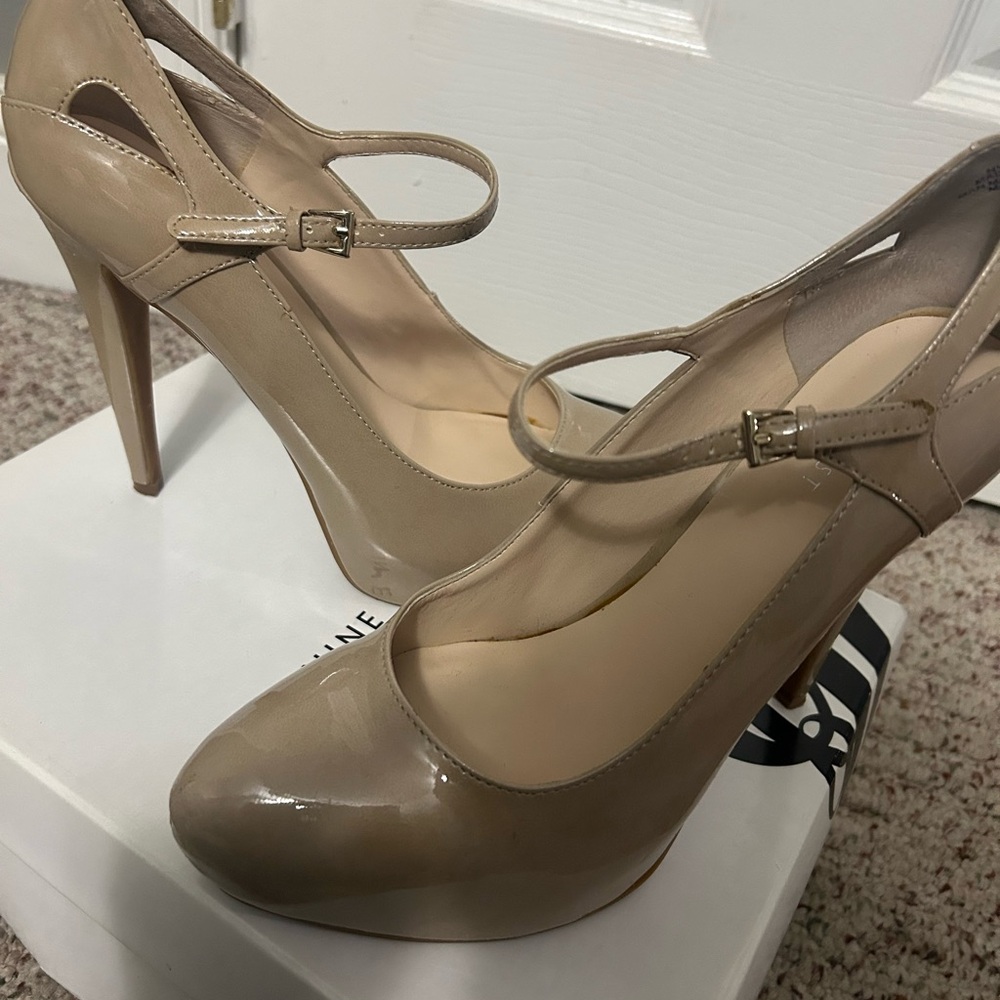 Nine West Nude Patent Heels